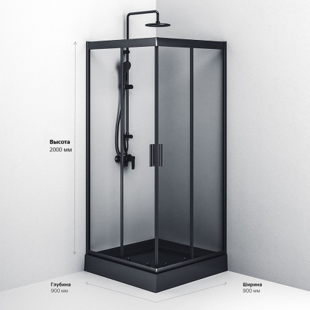 Душевой уголок Am.Pm Gem W90G-403-090BT 90х90 стекло прозрачное профиль черный матовый без поддона