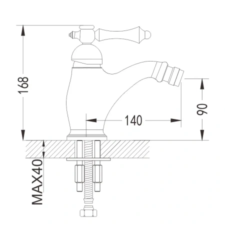Смеситель Rose R0107 на биде хром