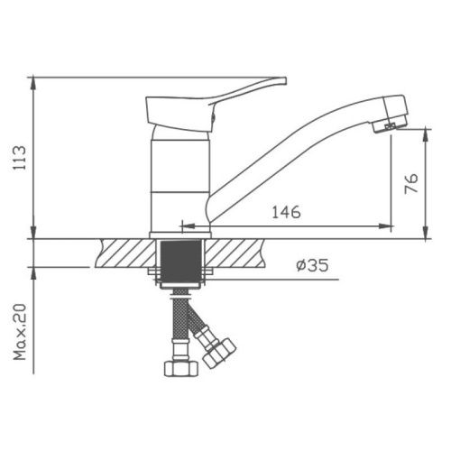 Смеситель для кухни Cron CN4514-2 на мойку хром - фото 3
