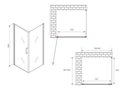 Душевой уголок Abber Sonnenstrand AG04080-S90 90х80 стекло прозрачное профиль хром без поддона