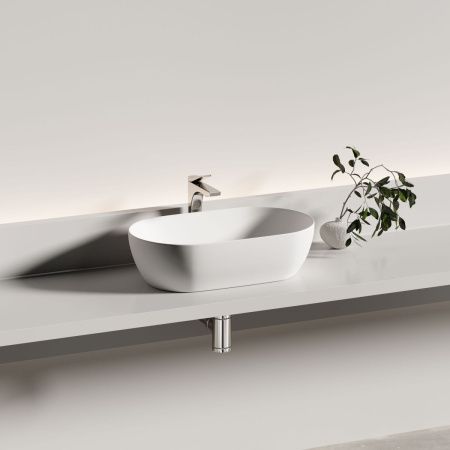 Раковина из сантехнического фарфора Ceramica Nova TWIST CN12001MW 50х30 накладная цвет белый