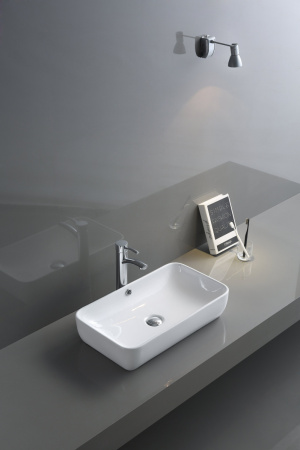 Раковина из санфаянса CeramaLux 9217 61х34 накладная цвет белый 1 отверстие под смеситель