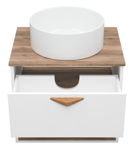 Тумба под раковину Brevita Bergen BER-07060-19-01-1Я 60х48х52 подвесная цвет белый/коричневый - фото 4