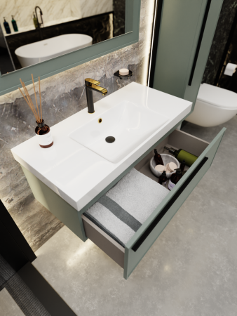 Тумба с раковиной La Fenice ELBA NFNC-01-ELB-G-80-3-80 80х50 подвесная цвет серый