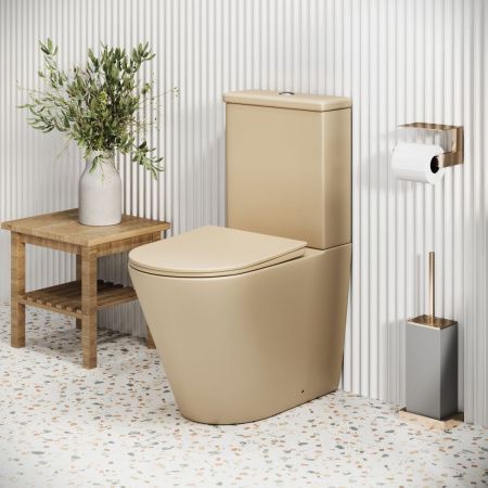 Унитаз напольный с бачком Grossman Color GR-4480BEMS бежевый с сиденьем безободковый каскадный смыв