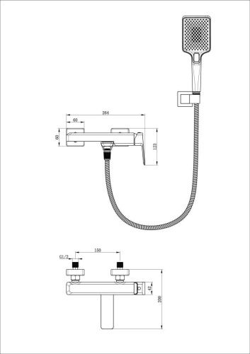 Смеситель для ванны и душа Wonzon & Woghand DIAMOND WW-88639011-BN настенный никель - фото 2