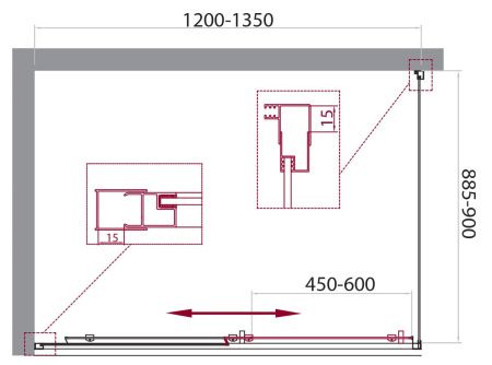 Душевой уголок BelBagno UNIQUE UNIQUE-AH-1-120/135-90-C-Cr 120х90 стекло прозрачное профиль хром без поддона