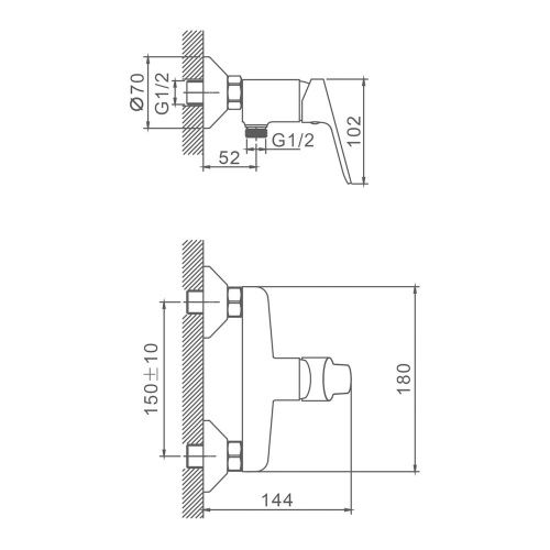 Смеситель для ванны и душа Splenka S07.20 настенный хром - фото 3