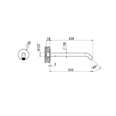 Излив Carimali Iltondo 0-ITD2901-CR настенный хром