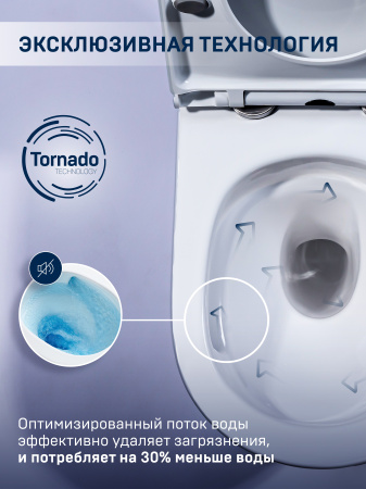 Унитаз подвесной CHARUS EWC700-121WТ белый с сиденьем микролифт безободковый смыв торнадо