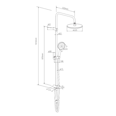 Душевая стойка Damixa Jupiter 977000000 настенная цвет хром