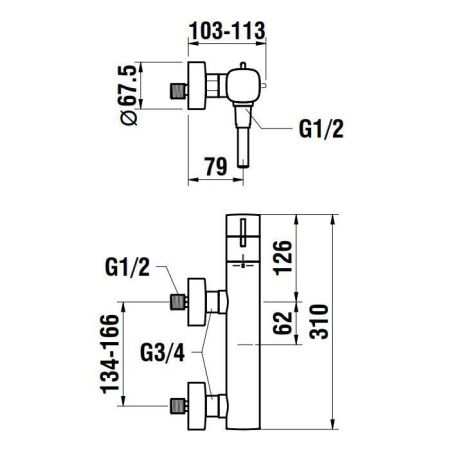 Смеситель для душа Laufen Cityplus 3.3375.7.004.136.1 настенный хром с термостатом