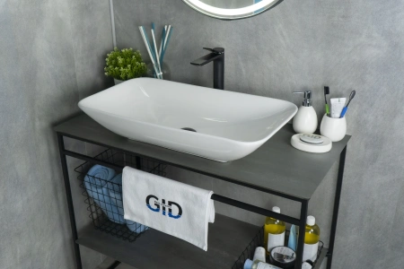 Раковина керамическая Gid Geométrico 51124 70х40 накладная цвет белый без отверстий под смеситель