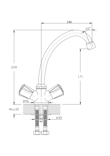 Смеситель для кухни Rush Pioneer PI7950-22 на мойку хром - фото 2