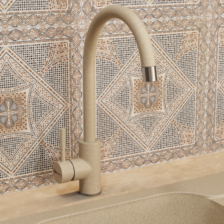 Смеситель для кухни Uperwood Quartz UPD-02-02 UPD-Q-02-02 на мойку/столешницу бежевый матовый