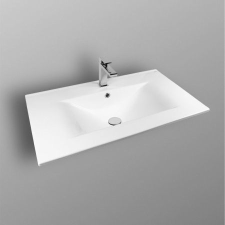 Раковина из сантехнического фарфора Bond Cube S05-800 80х50 встраиваемая цвет белый 1 отверстие под смеситель