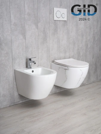 Унитаз подвесной Gid Convexo 62228Y черный с декором с сиденьем микролифт безободковый смыв торнадо