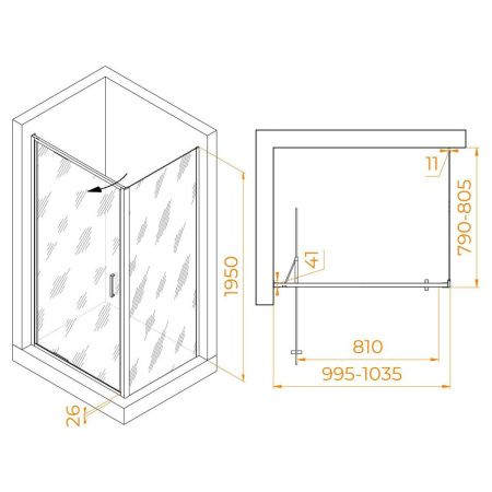 Душевой уголок RGW Stilvoll 703214508-11 100х80 стекло прозрачное профиль хром без поддона
