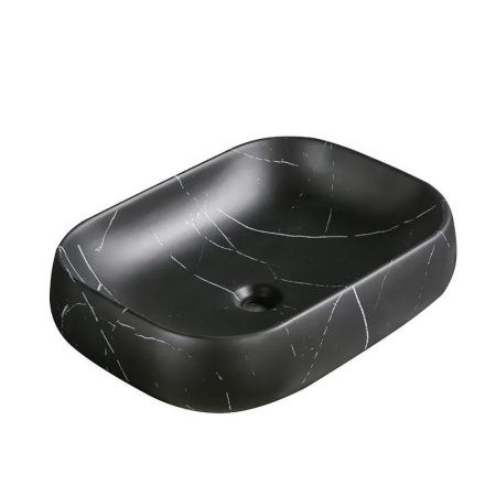 Раковина из сантехнического фарфора Cerutti SPA CR0086 MMB1 50х40 накладная цвет черный без отверстий под смеситель