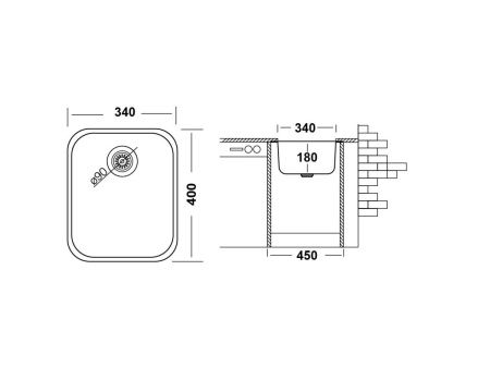 Кухонная мойка Ukinox Модерн MOP340.400 -GT8C 40х35 цвет хром поверхность полированная