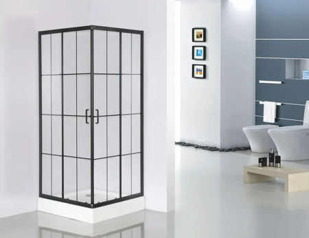 Душевой уголок Cerutti SPA MUZA90 90х90 стекло прозрачное с рисунком профиль черный без поддона