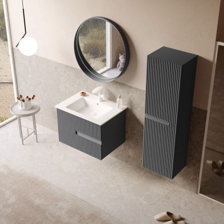 Тумба с раковиной Orka Moonlight 5003439 70х50 подвесная цвет черный