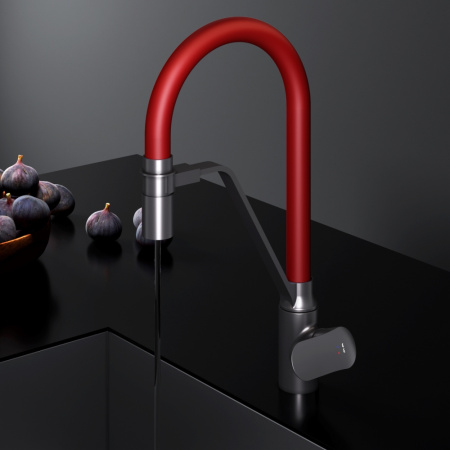 Смеситель для кухни Am.Pm Like F8007828 на мойку черный/красный
