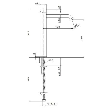 Смеситель Newform X-STEEL 316 69615X.59.064 на раковину оружейная сталь