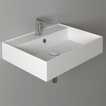 Раковина из сантехнического фаянса Simas Agile AG61 bi*1 60х50 подвесная цвет белый 1 отверстие под смеситель