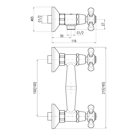 Смеситель для душа RavSlezak Morava Retro MK380.5CMAT настенный черный матовый