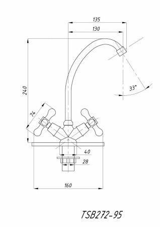 Смеситель для кухни TSARSBERG TSB-272-95 на мойку хром