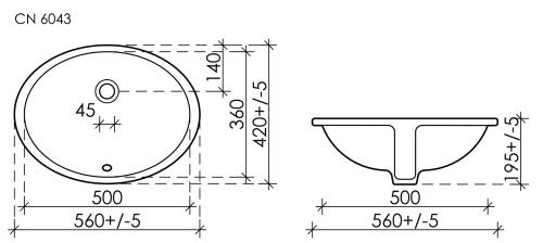 Раковина Ceramica Nova ELEMENT 56 см CN6043 встраиваемая цвет белый - фото 3