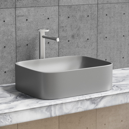 Раковина из сантехнического фарфора Ceramica Nova ELEMENT CN6052MH 51х38 накладная цвет антрацит матовый без отверстий под смеситель