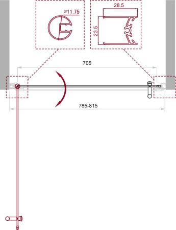 Душевая дверь BelBagno UNO UNO-B-1-80-CH-Cr 80х190 стекло шиншилла профиль хром