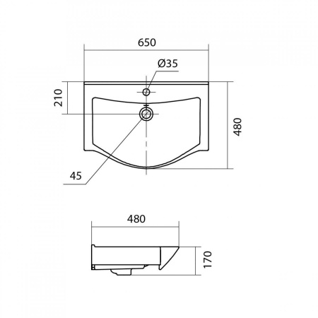 Раковина керамическая Onika Беверли 1WH302501 65х48 накладная цвет белый 1 отверстие под смеситель
