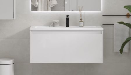 Тумба под раковину Velvex KLAUFS tpKLA.100.1Y.NEW-616.216 100х40 подвесная цвет белый