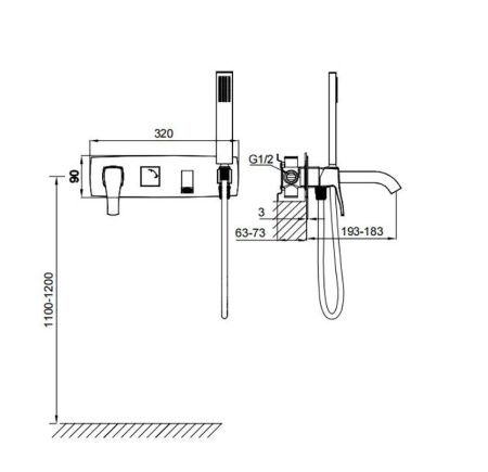 Смеситель для ванны и душа Wonzon & Woghand FLEX WW-88889072-BG встраиваемый в стену золото