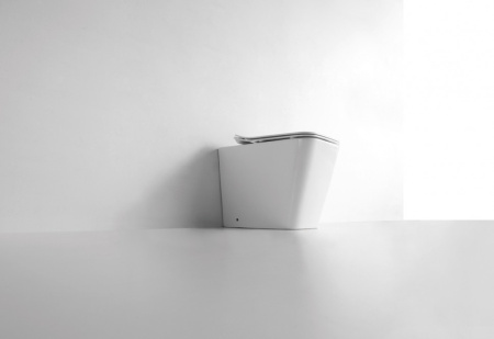 Унитаз приставной CeramaLux 3170 белый глянцевый с сиденьем микролифт безободковый каскадный смыв