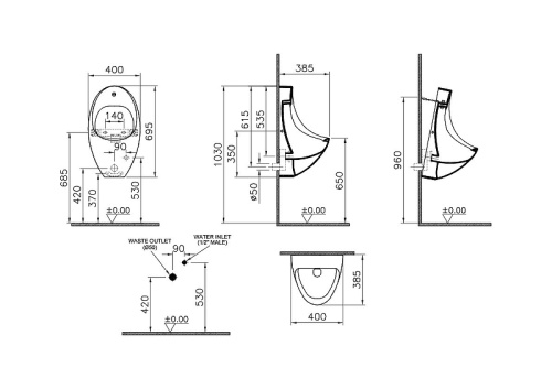 Писсуар Vitra Arkitekt 4106B003-5598 подвесной белый - фото 3
