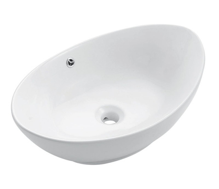 Раковина из санфаянса CeramaLux 9019 59х39 накладная цвет белый 1 отверстие под смеситель