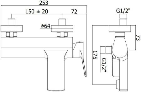 Смеситель для ванны с душем Paffoni Tilt TI022NO настенный черный