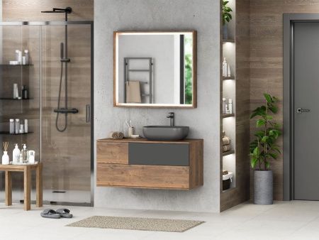 Тумба под раковину Misty Коломбо П-Кол-01100-074ПП 100х50 подвесная цвет серый/коричневый