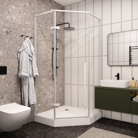 Душевой уголок Cerutti SPA C2AW 100х100 стекло прозрачное профиль белый без поддона