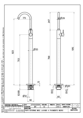 Смеситель Oioli Micro MIEP103RO/C00 напольный хром