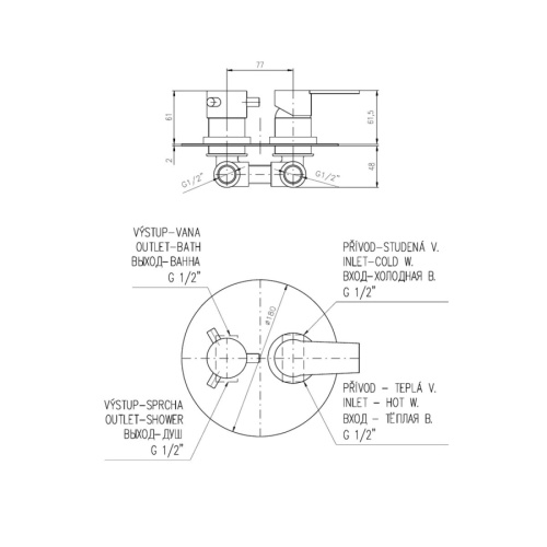 Смеситель для душа RavSlezak Colorado CO186KZ встраиваемый в стену золото - фото 2