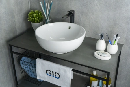 Раковина керамическая Gid Esfera 51103 40х40 накладная цвет белый без отверстий под смеситель