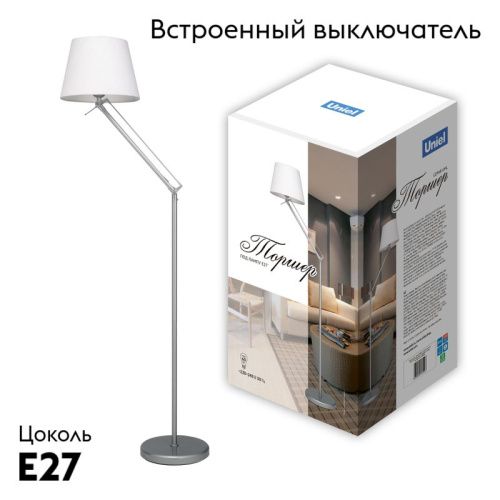 Торшер Uniel UML-T500 UML-T500 E27 SILVER/WHITE - фото 2