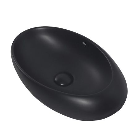Раковина из сантехнического фаянса Abber BEQUEM AC2107MB 50х30 накладная цвет черный без отверстий под смеситель