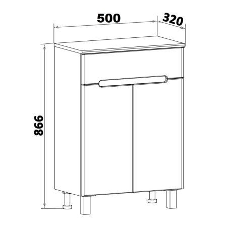 Шкаф-пенал RUNO Парма 00-00001050 50х32х87 напольный цвет белый
