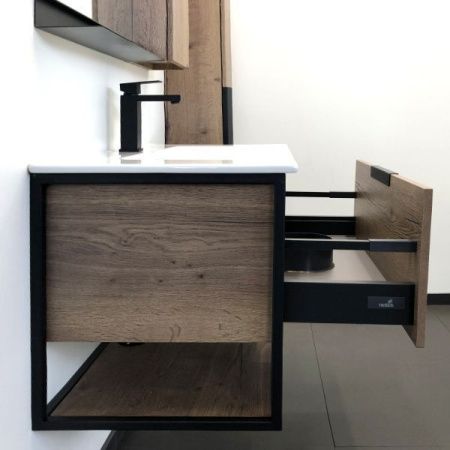 Тумба с раковиной Comforty Бонн 00-00003466CF 90х50 подвесная цвет коричневый